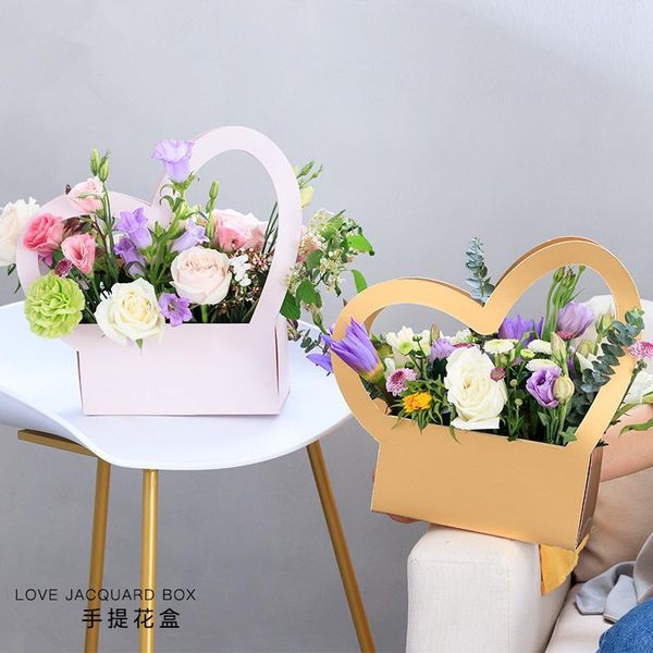 

gift wrap luxury heart shape florist box thick cardboard packaging flower for valentine's day party wedding decoration