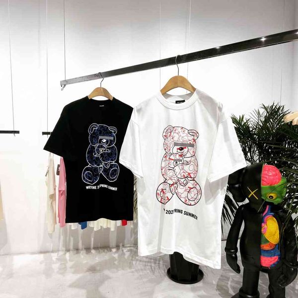 

men's t-shirts shirt short-sleeve, standard welldone 2021ss bear test, White;black