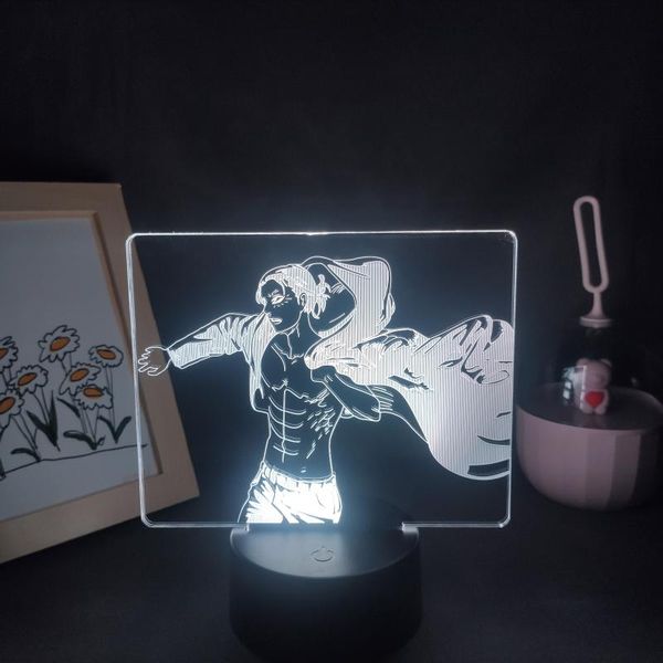 

night lights attack on titan anime figure eren jaeger yeager led manga rgb shingeki no kyojin 3d lamps bedroom table decoration