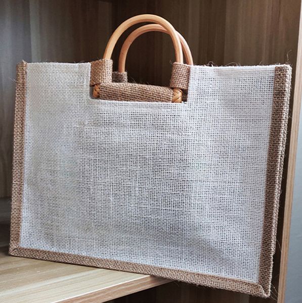 

30pcs stuff sacks women linen white large capacity square handbag