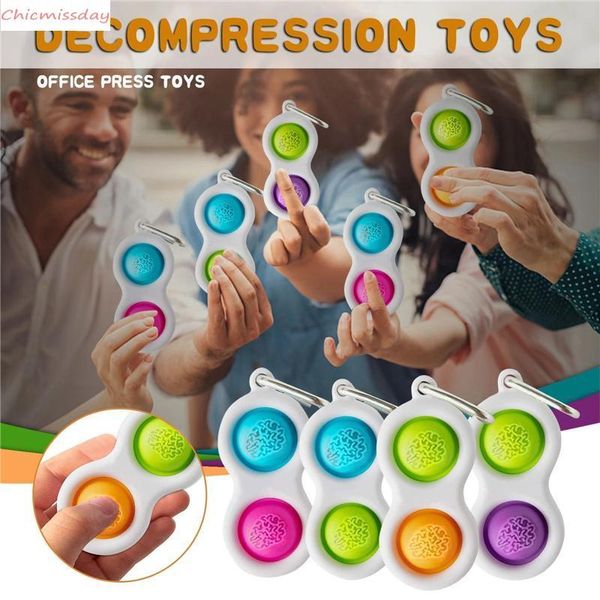 

50pcs Keychains Fidget Toy Pop it Small Stress Relief Key ring Pendant Push Bubbles Autism Special Needs Adult Kids Toys FY4491