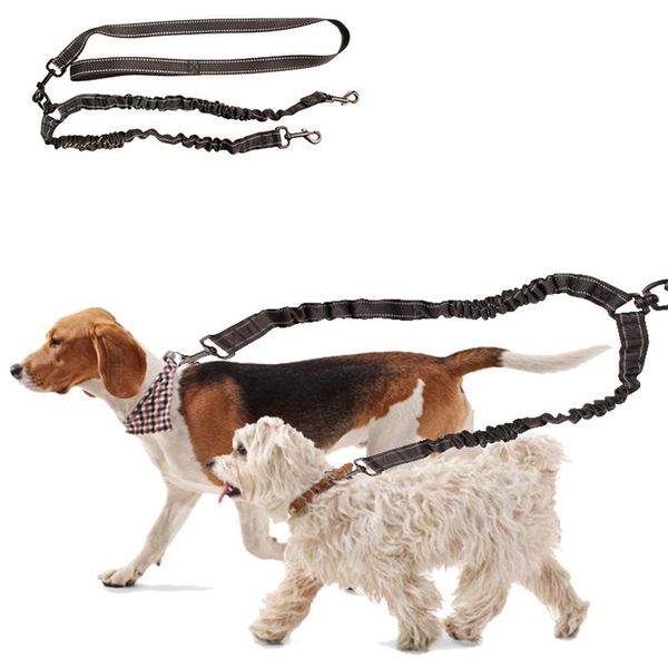 

dog collars & leashes bungee leash dual buckle attachment reflective elastic nylon harnesses lead ropes prevent arm injury for car running h