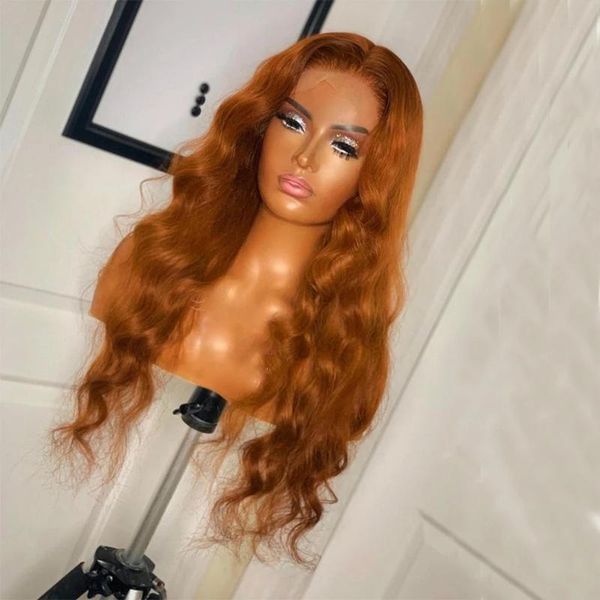 

lace wigs transparent ginger blonde wave india silk base human hair for women 150density glueless 360 frontal wig remy, Black;brown