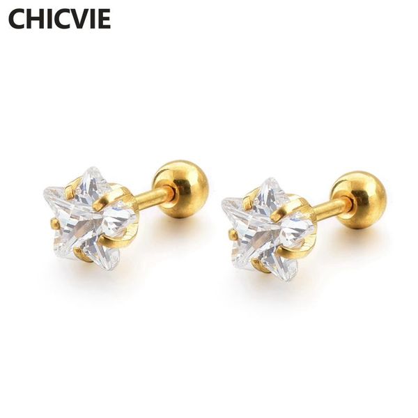 

stud chicvie gold star earring crystal for women cute wedding jewelry statement gifts earrings ser190066, Golden;silver