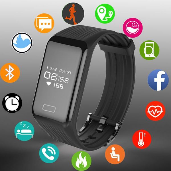 

wristwatches fitness tracker smart bracelet waterproof smartwatch real-time heart rate monitor watch activity ios android, Slivery;brown