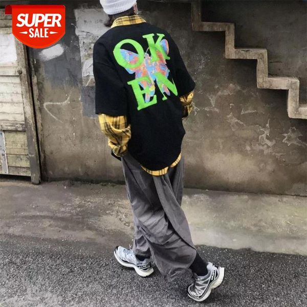 

printing short-sleeved black t-shirts 2020 new pullover clothes students korean causal loose harajuku style trendy for men women #wk6i, White