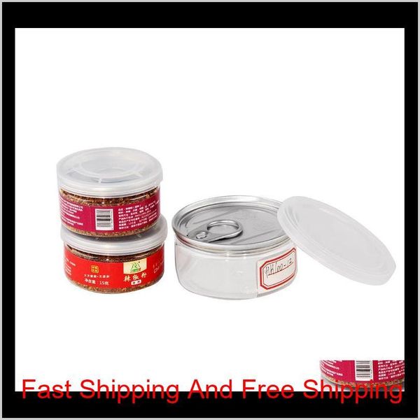 

clear plastic jar pet with metal lid airtight tin can pull ring bho oi concentrate container food herb stora qylkin sweet07
