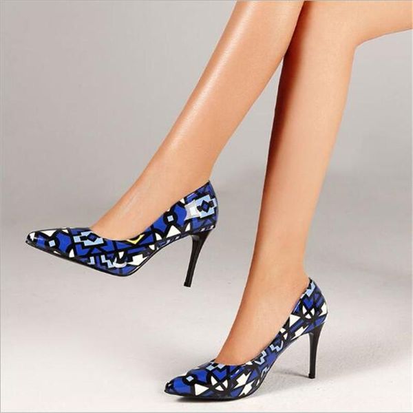 

dress shoes women's pump high heeled printed fashion pointed shallow ladies stiletto zapatos de mujer women, Black