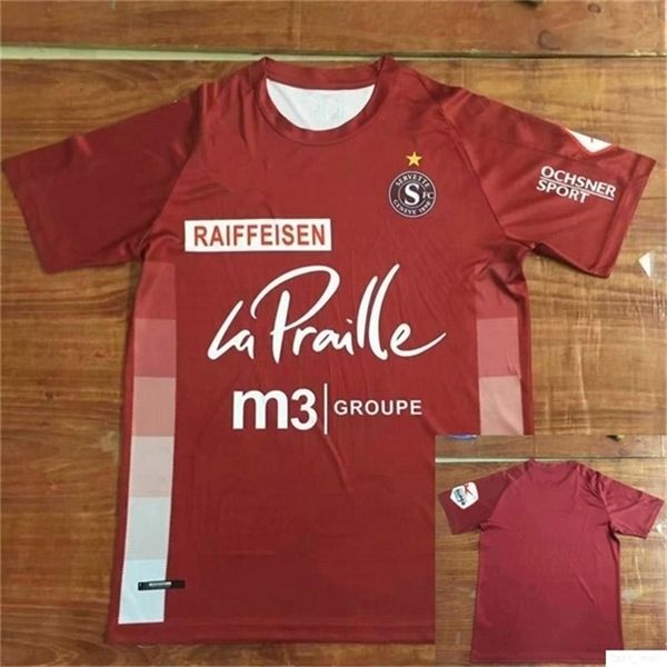 

20 21 switzerland club servette soccer jersey sebastien stevanovic customize any name number 2020 servette fc home red football shirts, Black;yellow