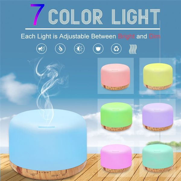 

500ml air aroma humidifier wood grain 7 color led lights electric aromatherapy essential oil aromas diffuser