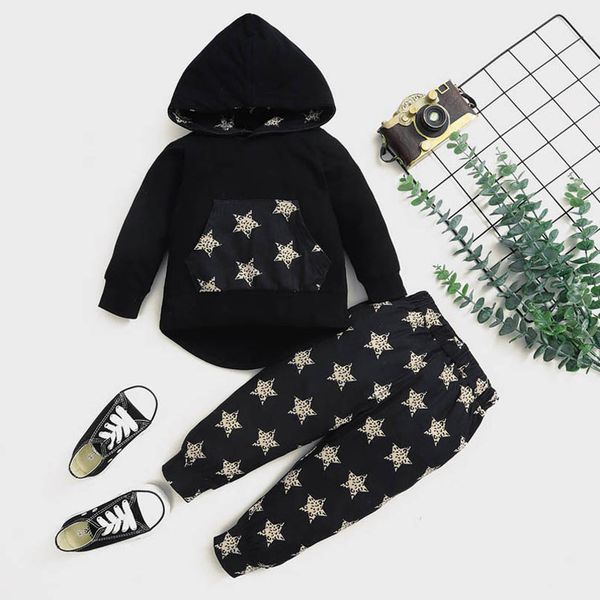 

kids clothing sets boys suits children clothes girls outfits casual cotton spring autumn print hoodie pants trousers two pieces b6845, White