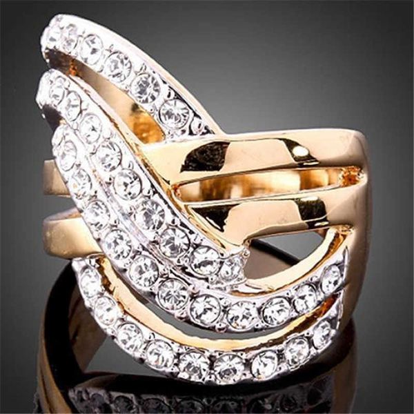 

fdlk women luxury alloy finger band inlaid ring jewelry gift, Silver