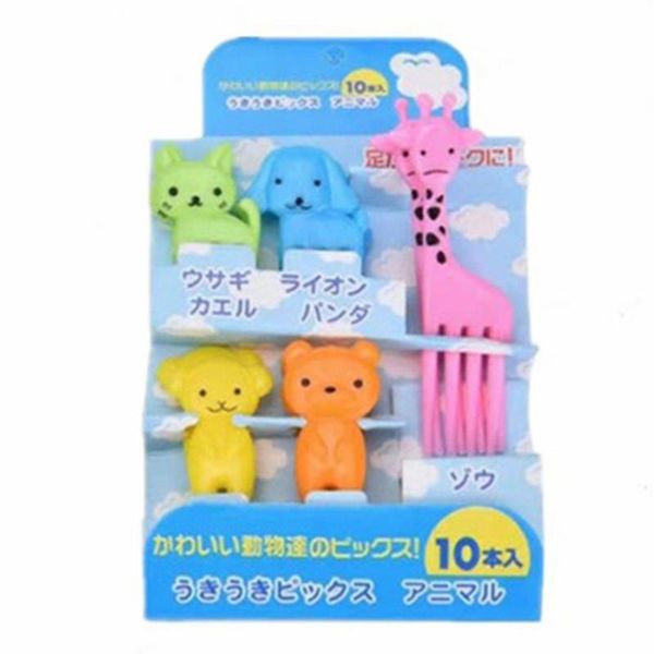 

forks 10pcs random creative plastics animal cute mini bento fork children's fruit heat-resisting decoration