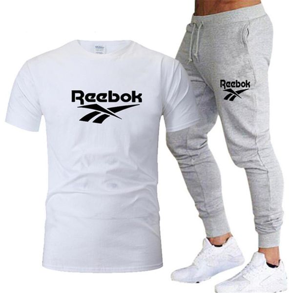 2021 новый брендовый хлопковый мужской спортивный костюм с принтом, штаны для бега, летняя мужская короткая футболка, брюки, костюм, повседневная одежда с коротким рукавом