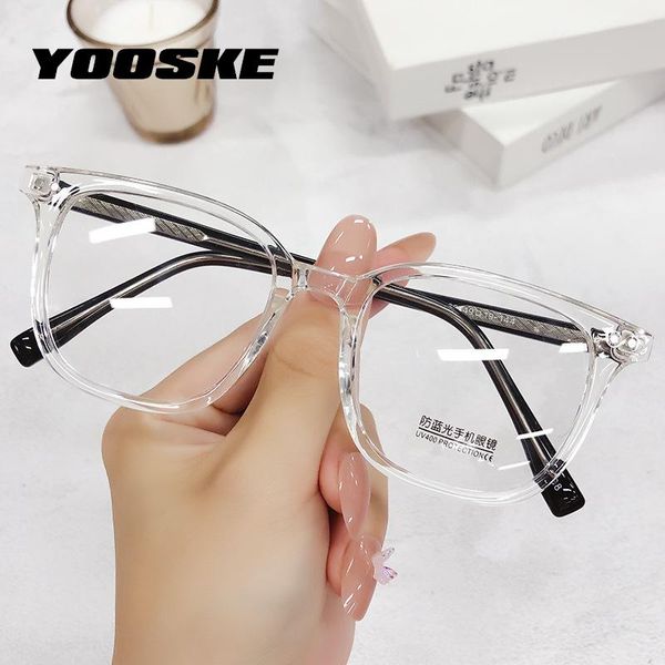 

fashion sunglasses frames yooske anti blue light computer glasses women men acetate clear optical square eyeglasses prescription brand frame, Black