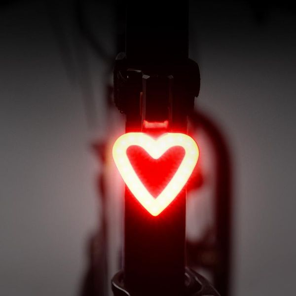 

bike lights 2021 creative cycling usb rechargeable bicycle led taillight safety warning light rear 5 modes heart circular shaped