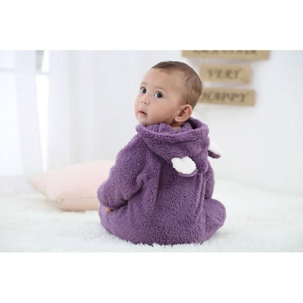 

footies baby autumn winter hooded jumpsuits children casual one-piece warm long sleeve cute animal ear s7jn, Blue