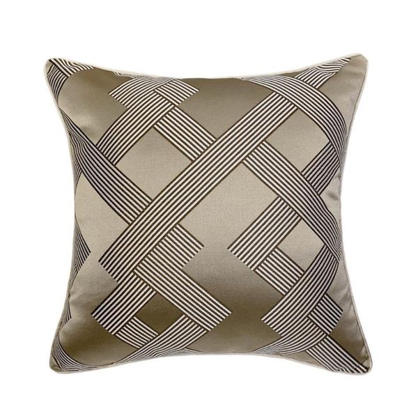 

modern khaki geometric woven jacquard home throw customized cushion cover decorative square custom pillow case 45 x 45 cm