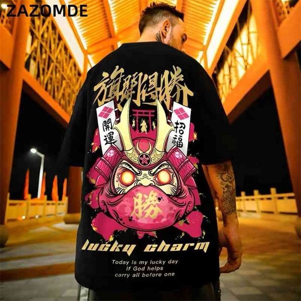 ZAZOMDE Erkekler T-Shirt Hip Hop Tee Çin Tarzı Baskılı Marka Yarım Kollu Üst Rahat Streetwear Pamuk Tshirt Boy 210706