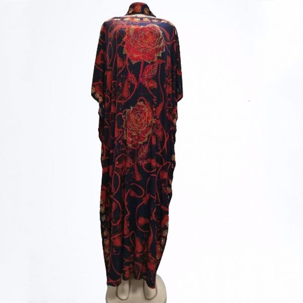 

new dress long bazin maxi dressed for traditional african women custom dashiki clothes and head scarf zm69, Red
