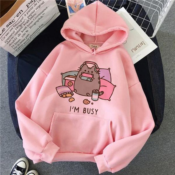 

women's hoodies & sweatshirts kawaii cat women cartoon fashion korean hoodie harajuku sweatshirt pink female 90s clothes cute girls pul, Black