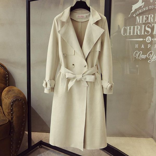 

women's trench coats faux suede coat 03, Tan;black