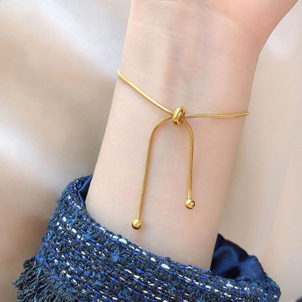 

link, chain minimalist gold pull titanium steel bracelets for woman korean fashion jewelry girl's indelible accessories student bracele, Black