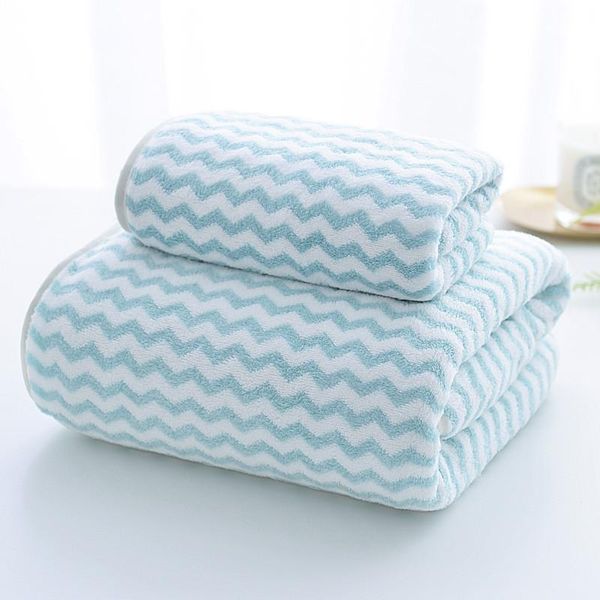 

towel 2pc/set set polyester travel swimming wave pattern face shower beach for toalhas de banho home textile