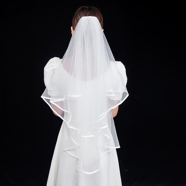 

bridal veils long 2021 veil wedding nbbon-wrapped po sedding accessories, Black