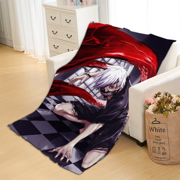 

cloocl anime tokyo ghoul print flannel blankets shawl office air conditioning nap travel blanket 3d keep warm shawls