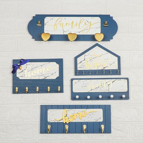 

hooks & rails wall-hung type wood storage rack hanger sticky on wall key chain holder cabinet decoration organizer shelf