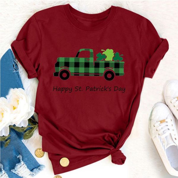 

women's t-shirt women st. patrick's day t shirts funny shirt short sleeve luck grass printed tees femme camisetas verano mujer #y, White