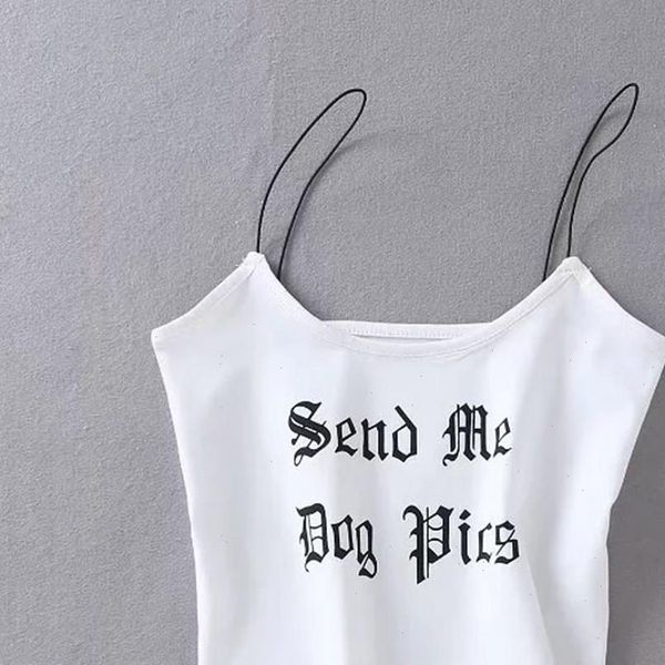 

summer women cotton straps letters print tank women camis fashion women clothes, White