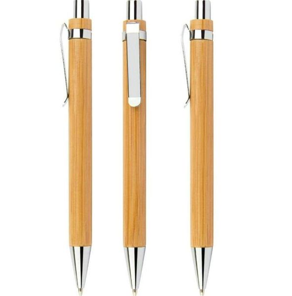 Venda quente Bambu Ballpoint caneta imprensa tipo bola canetas escolar escritório papelaria negócio promoção presentes