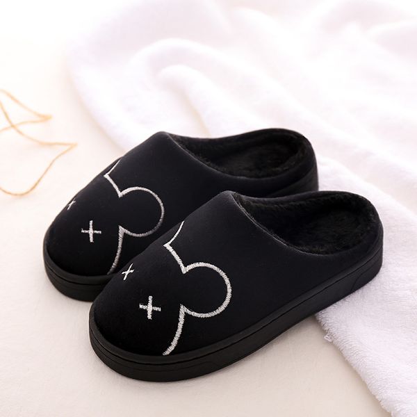 

winter childrens warm shoes fashion boys girls home interior slip-on hairy slippers kids casual plush cotton slippers, Black;red