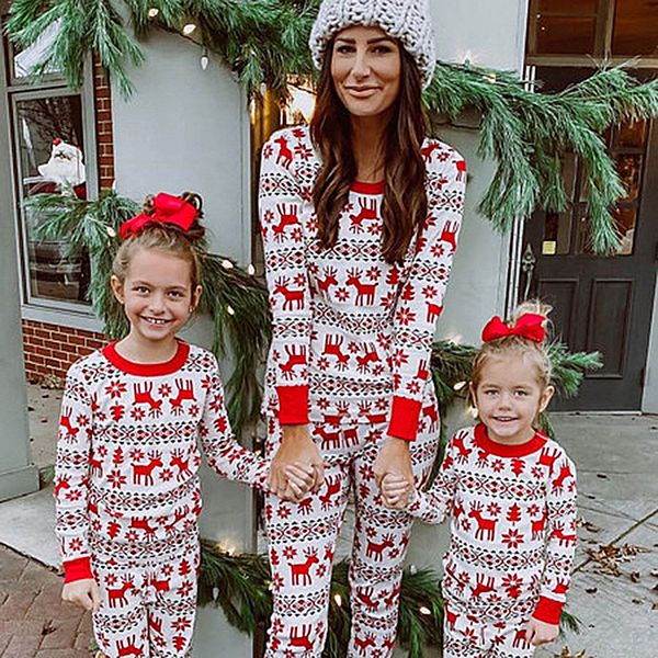 

christmas family matching pajamas set deer baby kid family matching clothes t-shirt pants set 2021 autumn children suit, Blue