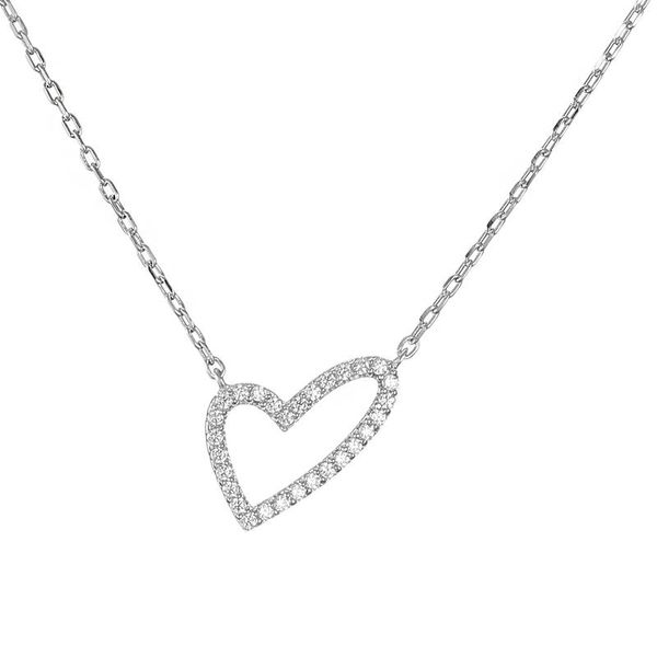 

chains fashion crystal heart necklaces for women cute sweet rose gold shape clavicle necklace lover's friend gifts, Silver