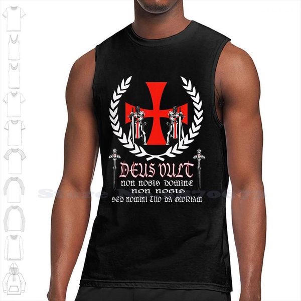

knights templar vult black white sleeveless tank men women christus vincit christ conquers, White;black