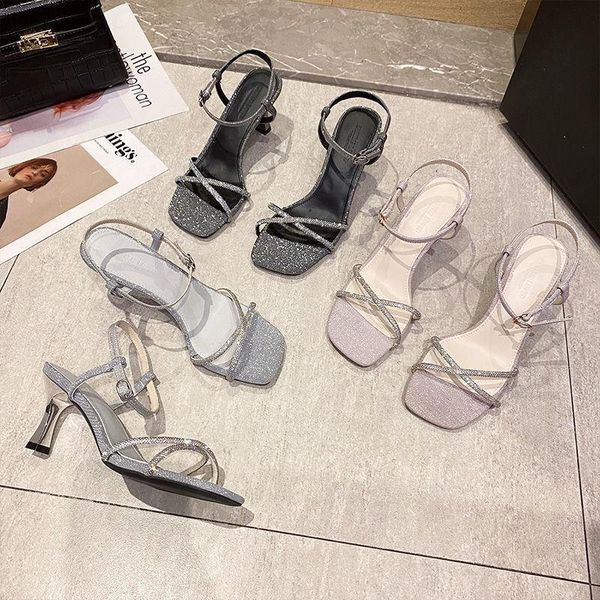 

sandals female summer casual outdoor solid color shoes comfortable and versatile open-toe high-heeled sandal, Black