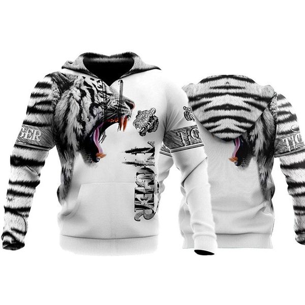 

men's hoodies & sweatshirts 2021 vip fashion autumn animal white tiger skin 3d all over printed mens hoodie sweatshirt casual lion pu, Black