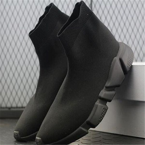 

new brand women men designers luxury shoes speed stretch-knit mid sneakers for orginal boots casual shoe eur 36-45, Black