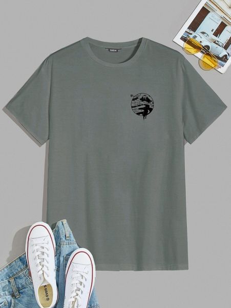 

men graphic print crew neck tee t9is#, White;black