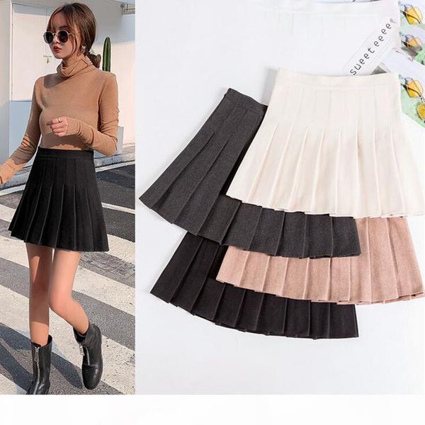 

women solid color high waist a-line skirt softs ladies japan style empire mini short skirt pleated para mujer 2021, Black