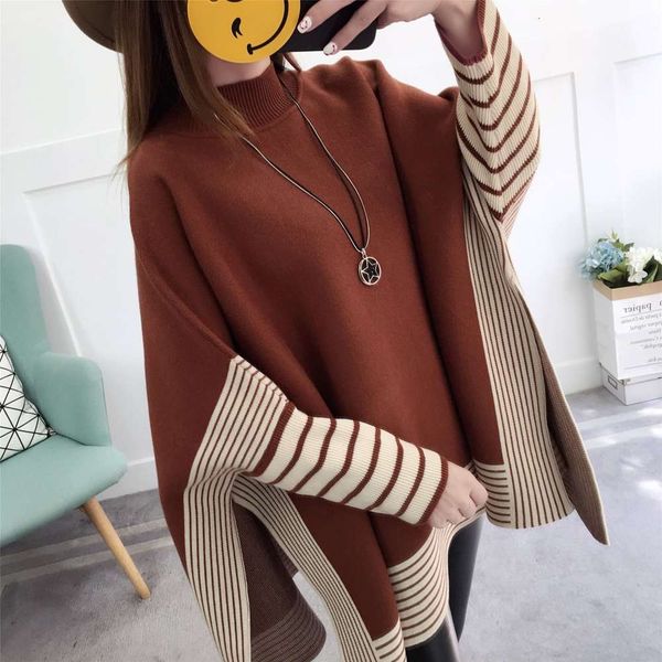 

autumn and winter new high collar t-shirt korean loose large size bat sleeve sweater women's coat, White;black