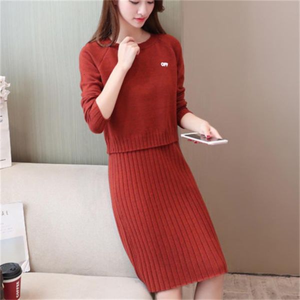 

conjoint spring and in autumn new section temperament thin skirt elegant two-piece knit sweater of the woman nykc, White