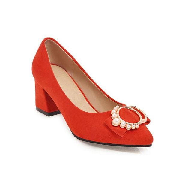 

dress shoes fashion 2021 spring pearl bow pointed 32-4600 red wedding 1816, Black