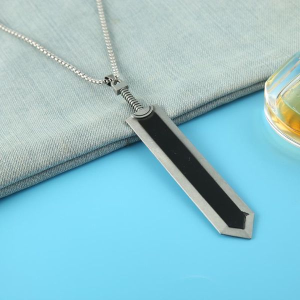 

pendant necklaces anime berserk necklace black sword guts chains long for women men jewelry accessories, Silver