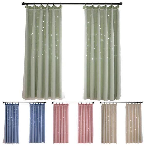 

curtain & drapes curtains hooking stars high shading motifs double layers hollowed out living room 100 * 200cm dropship