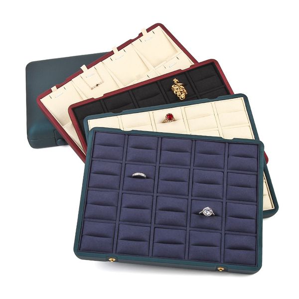 

new creative double-breasted large-capacity jewelry storage box, ring pendant earring display tray, high-end jewelry gift box, Black