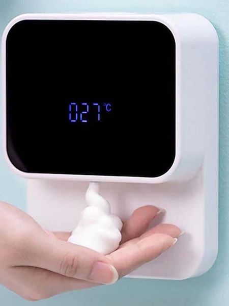

liquid soap dispenser wall-mounted washer hand auto-sensing touchless led temperature display automatic cleaning multitool dispensers